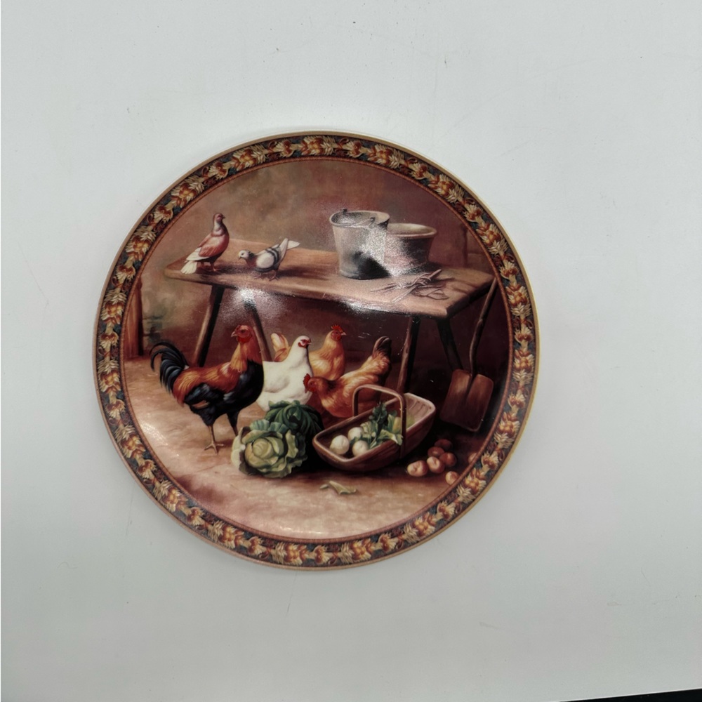 Baum Brothers Free Range Chickens Gardeners Delight Plate Decorative